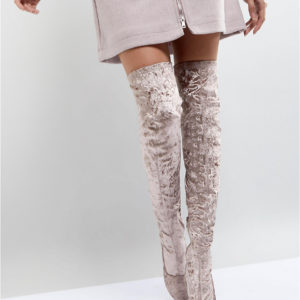 ASOS KATCHER Heeled Over The Knee Boots - Beige