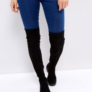 ASOS KOREY Flat Over The Knee Boots - Black