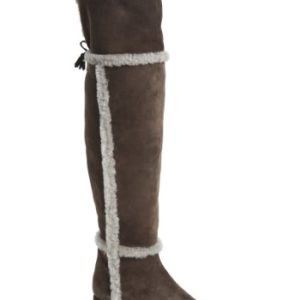 Women's Frye 'Tamara' Genuine Shearling Over The Knee Boot, Size 8 M - Grey