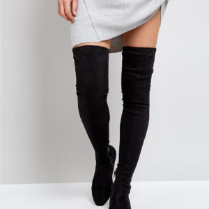 ASOS KASBA Flat Over The Knee Boots - Black