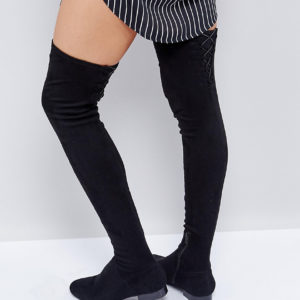 ASOS KASBA TALL Flat Over The Knee Boots - Black