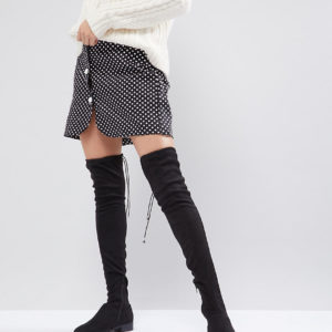 ASOS KEEP UP Flat Over The Knee Boots - Black