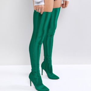 ASOS KENDRA Point Over The Knee Boots - Green