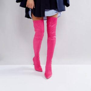 ASOS KINDY Point Over The Knee Boots - Pink