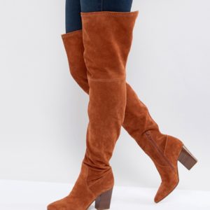 ASOS KOI Suede Over The Knee Boots - Tan