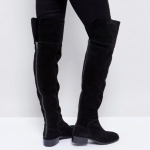 ASOS KORE Suede Over The Knee Boots - Black