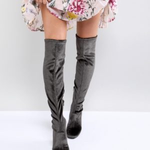 Miss Selfridge Velvet Over The Knee Boot - Multi