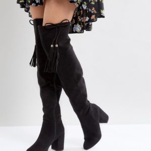 New Look Tassel Over The Knee Boot - Black