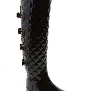 Women's Hunter Refined Gloss Quilted Over The Knee Rain Boot, Size 6 M - Black