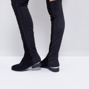 ASOS KNIGHT Stretch Over The Knee Boots - Black