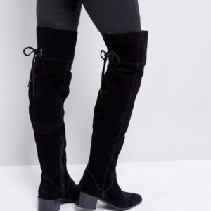 ASOS KOBRA Suede Over The Knee Boots - Black