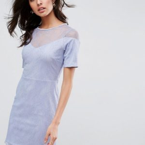 ASOS Lace T-Shirt Dress With Sweetheart Neckline - Blue