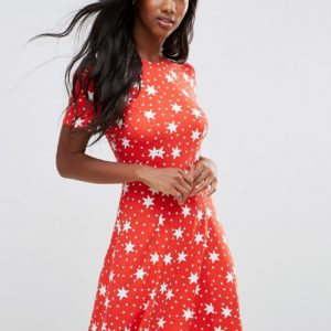 ASOS Mini Tea Dress In Star Print - Multi