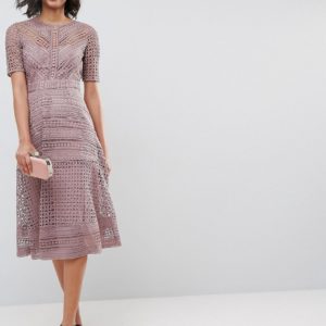 ASOS PREMIUM Occasion Lace Midi Dress - Navy