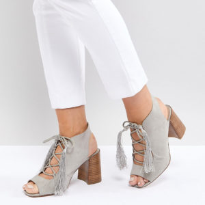 ASOS TONIC Wide Fit Lace Up Heeled Sandals - Gray