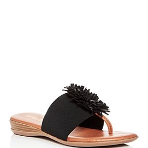 Andre Assous Women's Leather Fringe Demi Wedge Sandals