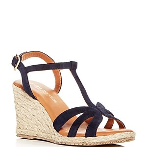 Andre Assous Women's Madina Suede T-Strap Espadrille Wedge Sandals