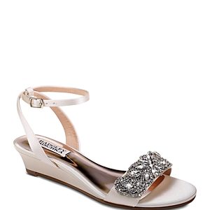 Badgley Mischka Women's Hatch Embellished Satin Demi Wedge Sandals