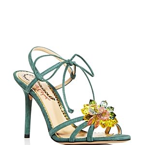 Charlotte Olympia Women's Tallulah Embellished Suede Ankle Tie High Heel Sandals