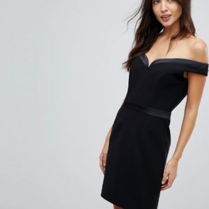 Forever Unique Mini Bardot Dress - Black