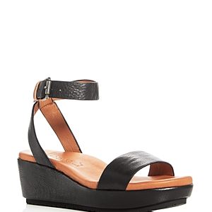 Gentle Souls Morrie Leather Ankle Strap Platform Wedge Sandals