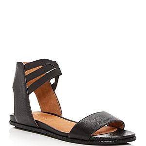 Gentle Souls Women's Lark-May Leather Ankle Strap Demi Wedge Sandals