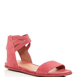 Gentle Souls Women's Lark-May Perforated Suede Ankle Strap Demi Wedge Sandals