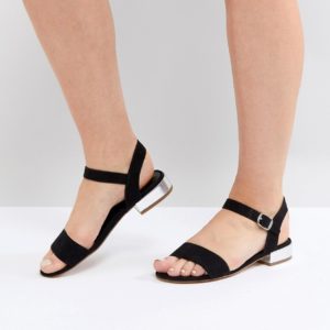 Head Over Heels by Dune Two Part Low Heel Sandal in Black - Black