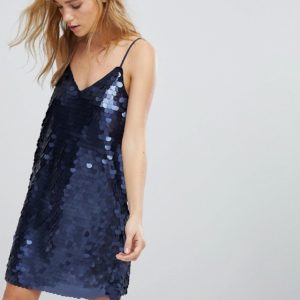 Honey Punch Cami Dress In Sequin - Navy