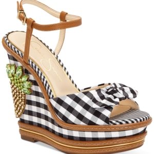 Jessica Simpson Azeena Gingham Wedge Sandals Women's Shoes