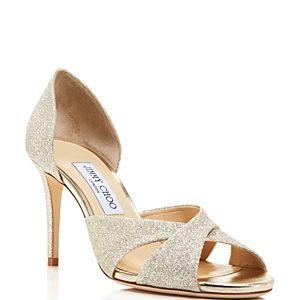 Jimmy Choo Women's Lara 85 Glitter d'Orsay High Heel Sandals