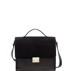 Loeffler Randall Minimal Rider Suede and Leather Satchel