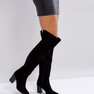 London Rebel Heeled Over The Knee Boot - Black