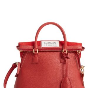 Maison Margiela Small 5Ac Calfskin Leather Handbag - Red