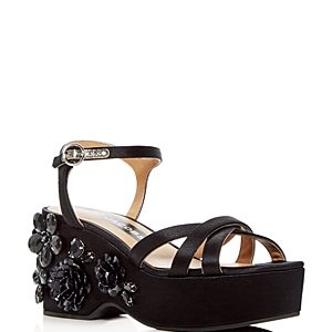 Marc Jacobs Women's Callie Embellished Satin Platform Wedge Sandals