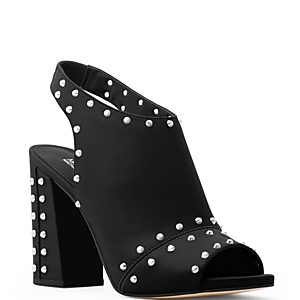 Michael Michael Kors Astor Leather Studded Slingback Block Heel Sandals