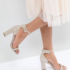 Office Hip Heeled Sandals - Gold