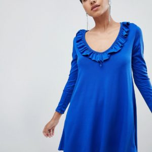 Outrageous Fortune V Front Mini Dress with Frill - Blue