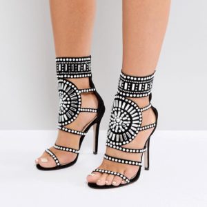 Public Desire Cleopatra Embellished Heeled Sandals - Black