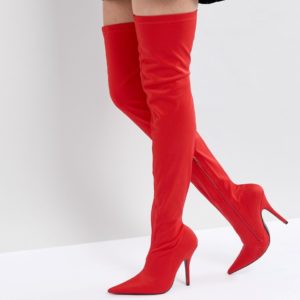 Public Desire Refuge Over The Knee Boots - Red