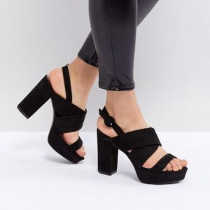 Public Desire Rhythm Black Platform Heeled Sandals - Black