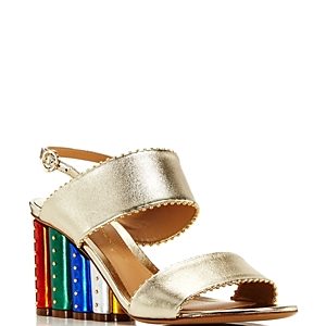 Salvatore Ferragamo Women's Leather Slingback Rainbow Floral Wedge Sandals