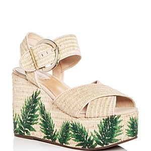 Schutz Women's Feray Raffia Platform Wedge Sandals