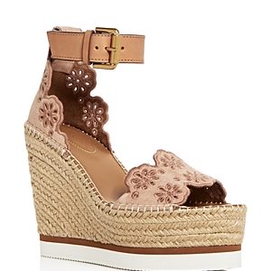 See by Chloe Cutout Suede Espadrille Platform Wedge sandals