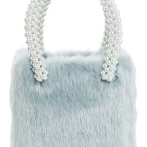 Shrimps Una Check Faux Fur Bag With Imitation Pearl Handles -