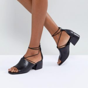 Vagabond Saide Black Lace Wrap Casual Heeled Sandals - Black