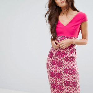 Vesper 2-In-1 Pencil Dress With Printed Skirt - Pink