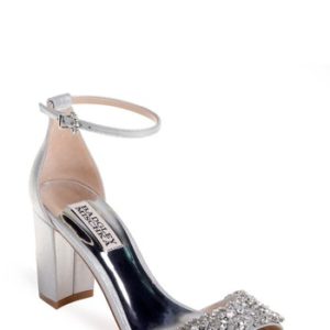 Women's Badgley Mischka Hines Embellished Block Heel Sandal, Size 5 M - Metallic