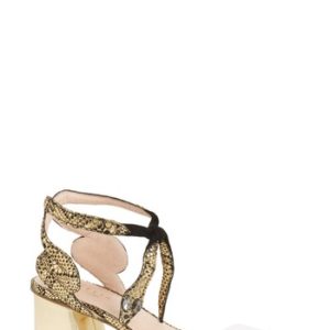 Women's Cecelia New York Rosetta Block Heel Sandal, Size 6 M - Metallic