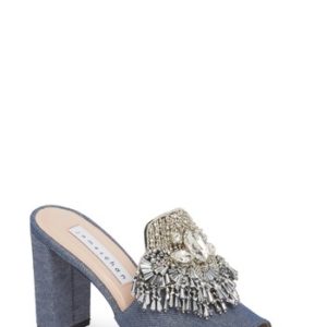 Women's James Chan Adele Embellished Block Heel Sandal, Size 8.5 M - Blue